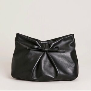 Reformation Vittoria Leather Chainlink Shoulder Elegant Black Bow handbag